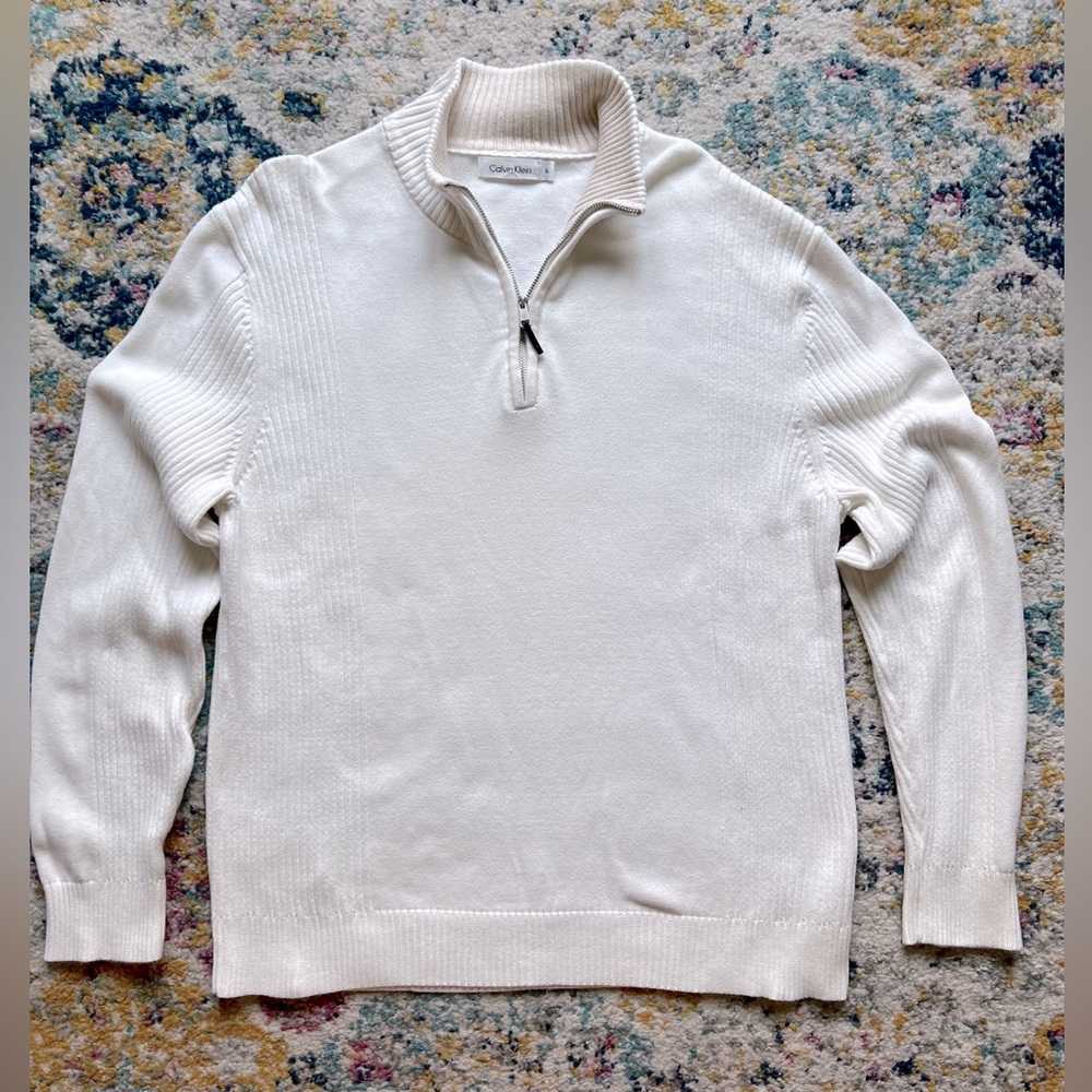 Calvin Klein quarter zip sweater- white